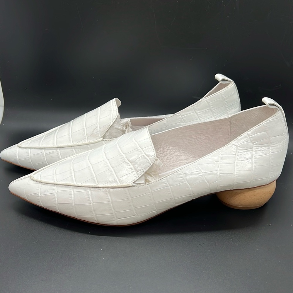 Jeffrey Campbell Vinny White Leather Alligator Print Women's Size 9 Heeled Flat